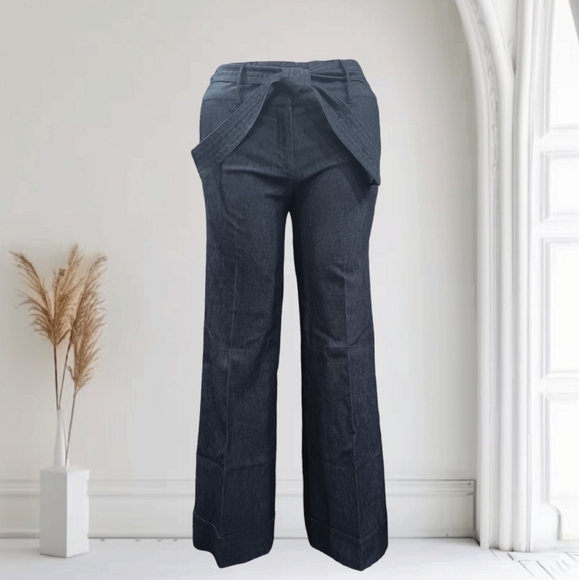 Dark Wash Wide-Leg Sailor Jeans by Kenar - Picture 1 of 9